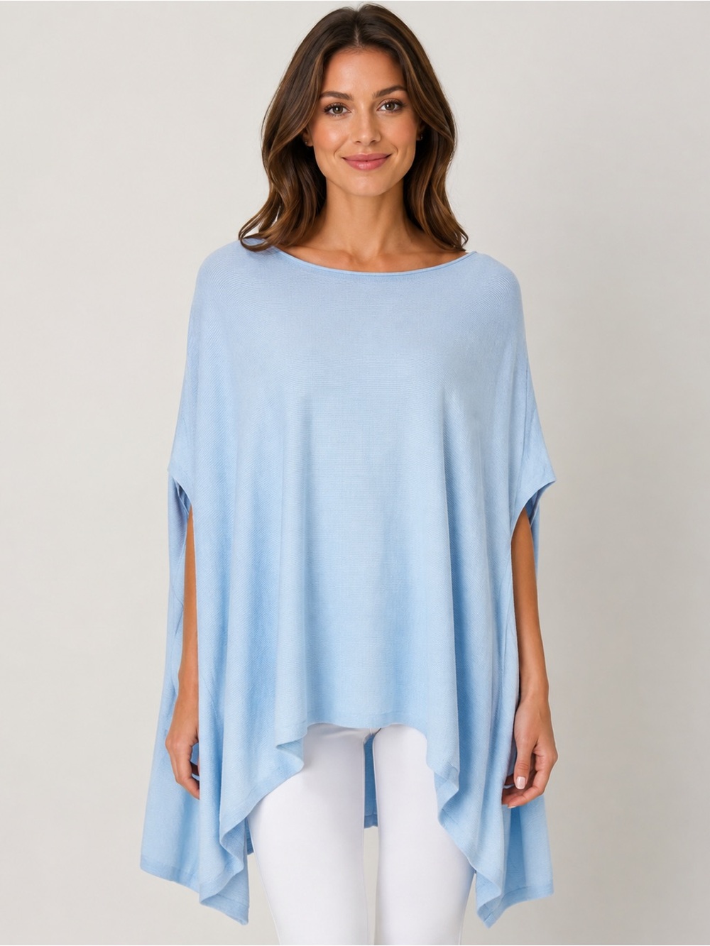 Powder Blue Oversized Handkerchief-Hem Tunic Top